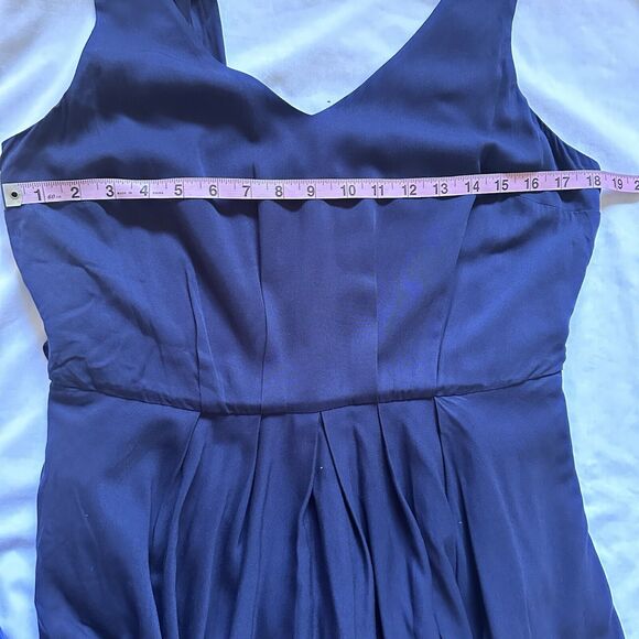 Modcloth sz L Sleeveless Dress V-neck Fit and Flare Blue Back Zip‎ and Bow - EUC - Picture 5 of 8